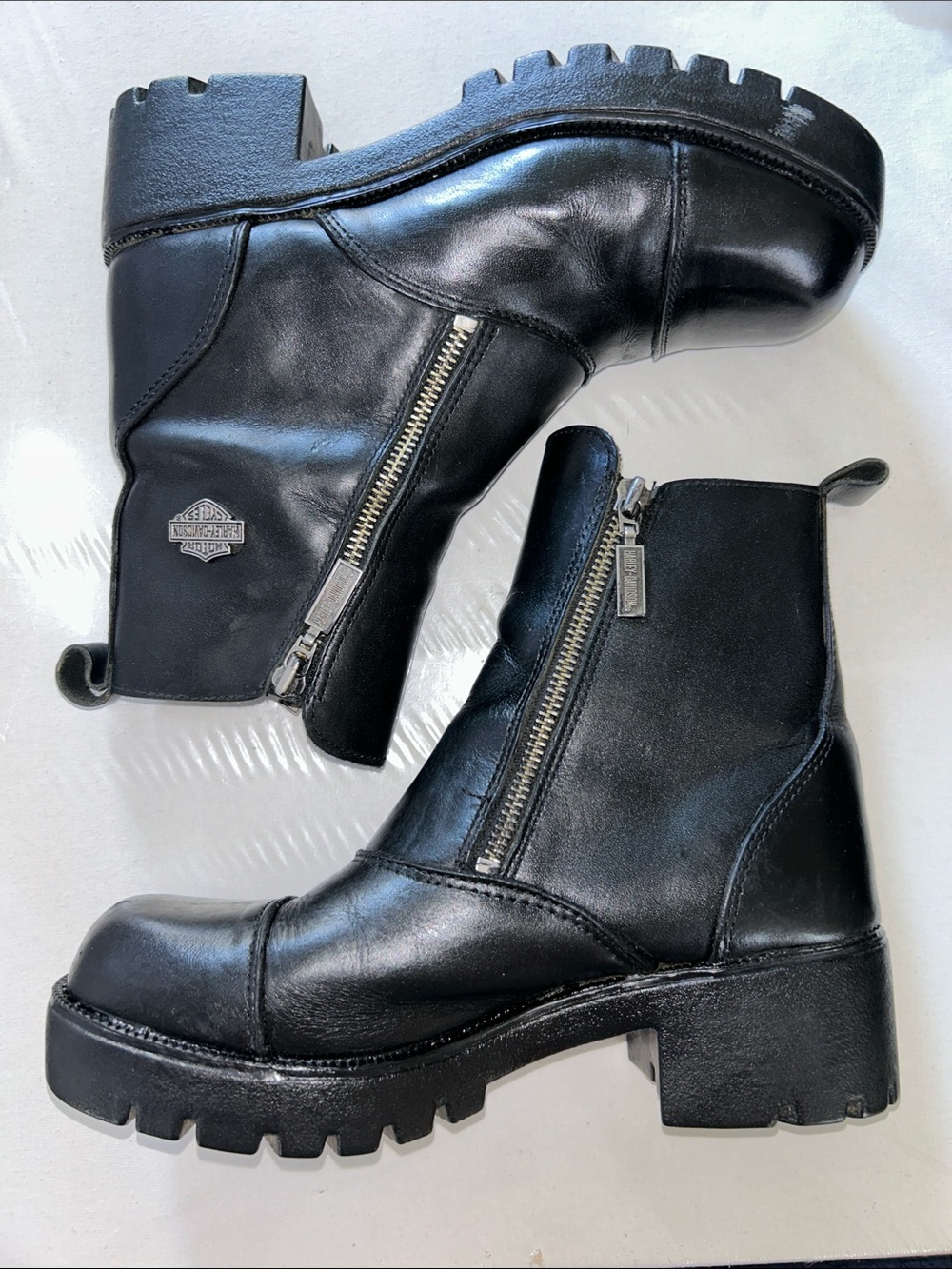 Harley-Davidson Women's Amherst Black Leather Moto Ankle Short Boots
